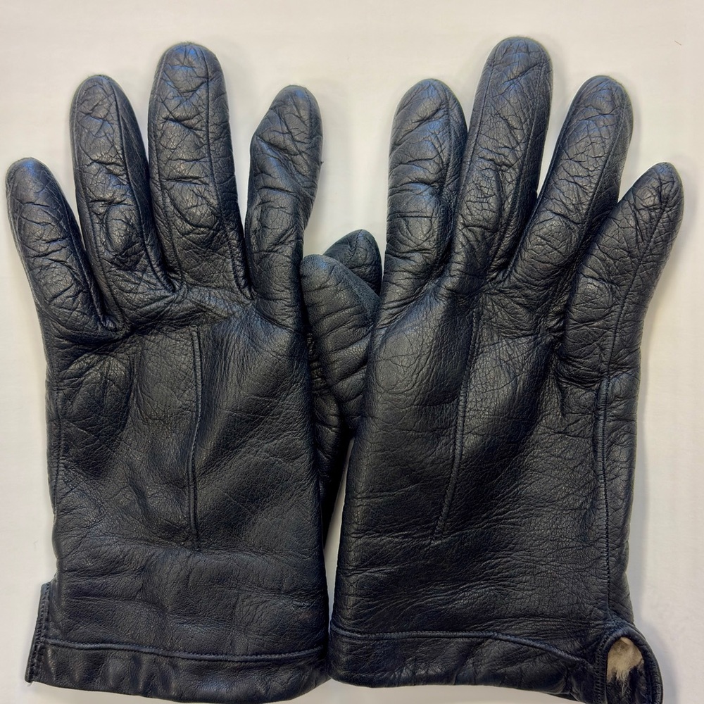 Vintage Genuine Real Leather Gloves Fur Lined Women's